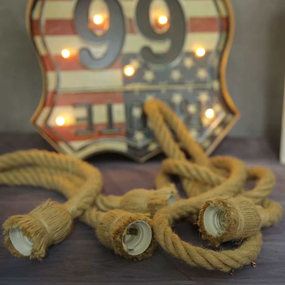 Lámpara rústica de cuerda doble bombilla 1+1mt