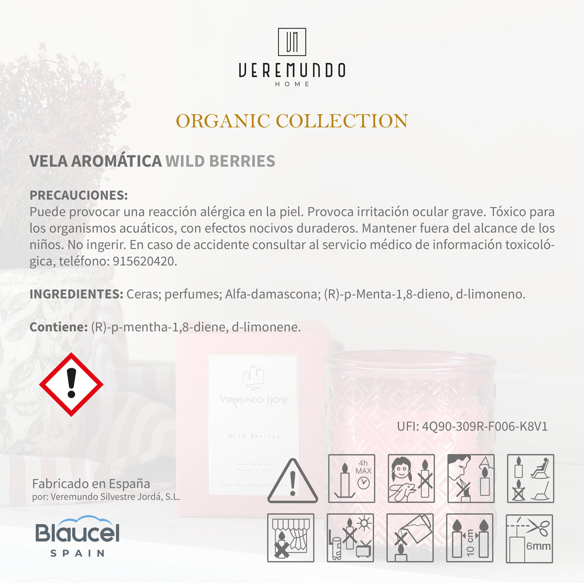Veremundo Home - ORGANIC - Vela perfumada WILD BERRIES - 275g