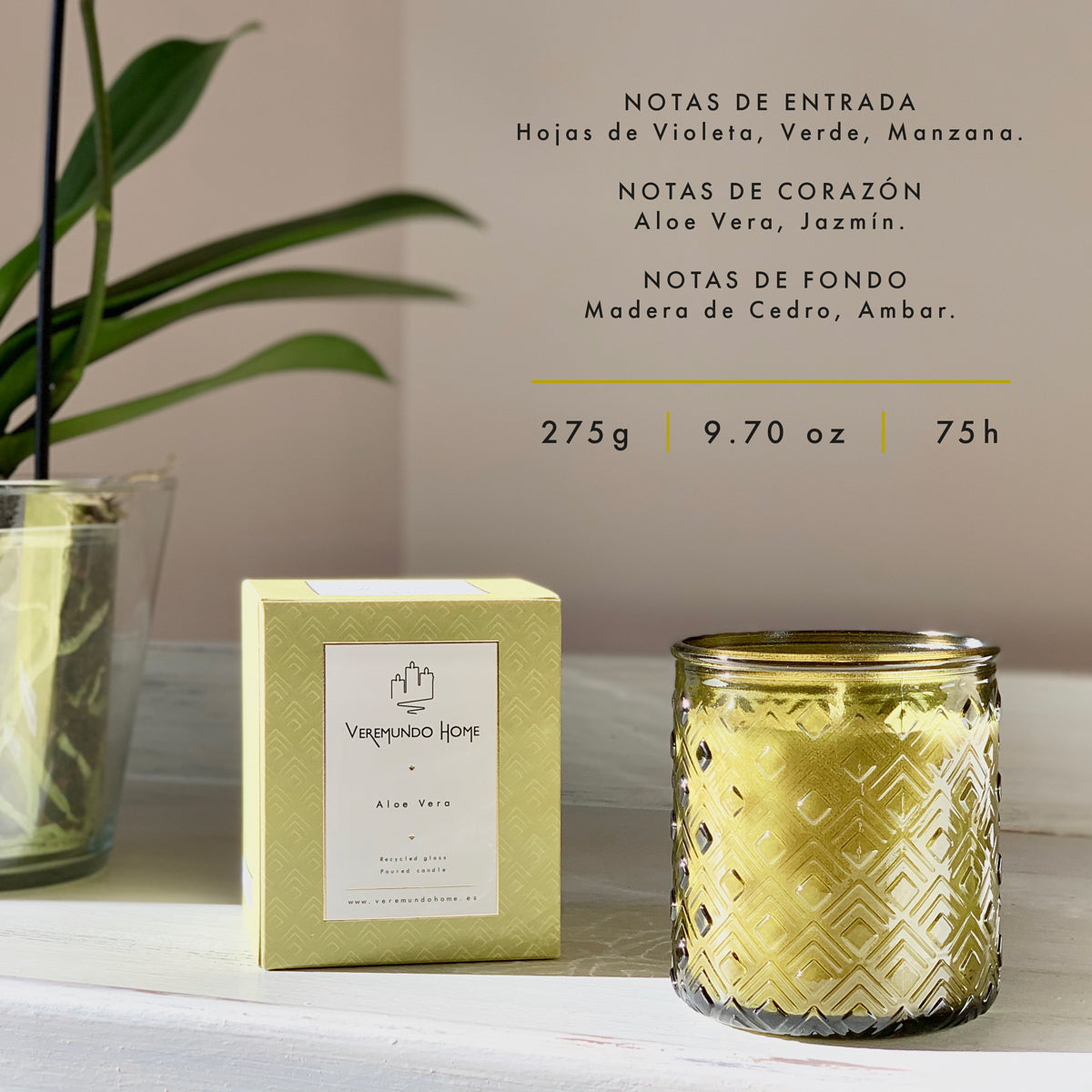 Veremundo Home - ORGANIC - Vela Perfumada ALOE VERA - 275g