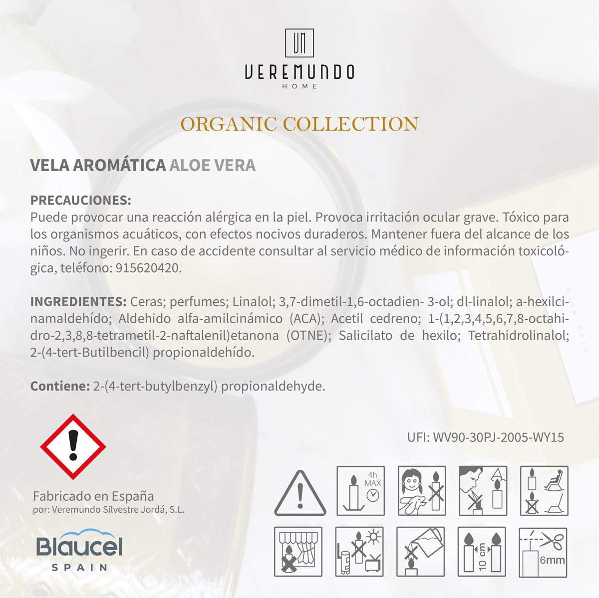 Veremundo Home - ORGANIC - Vela Perfumada ALOE VERA - 275g