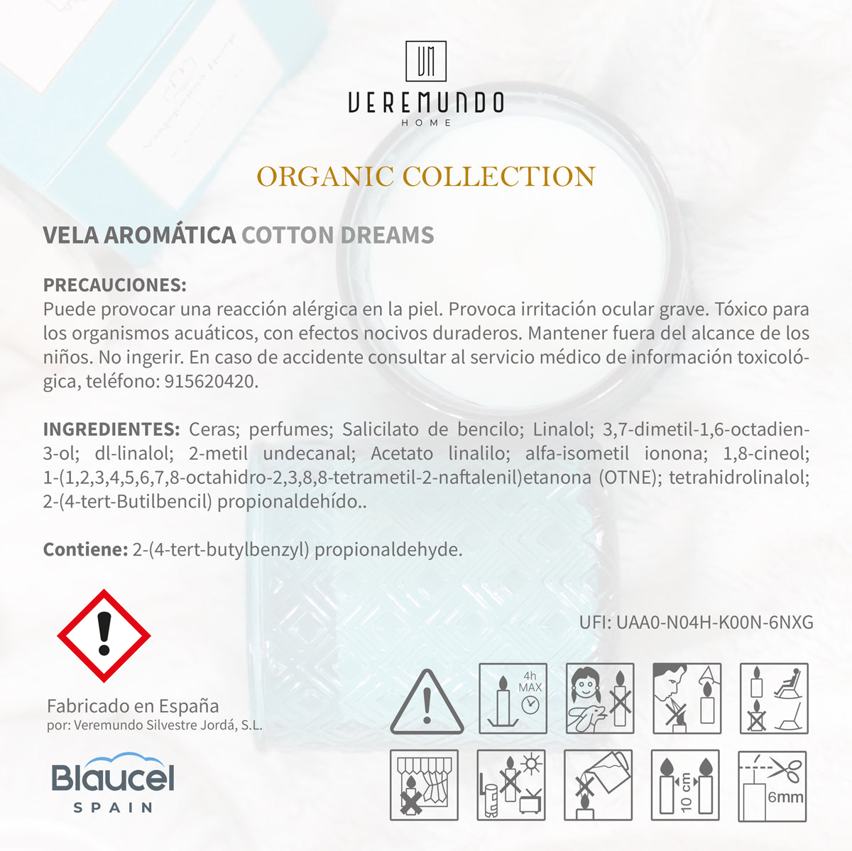 Veremundo Home - ORGANIC - Vela Perfumada COTTON DREAMS - 275g