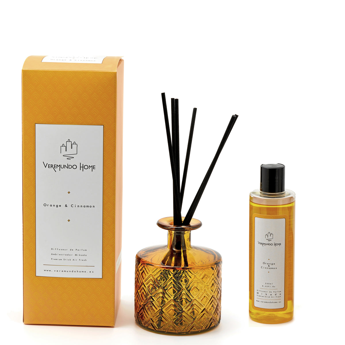 Veremundo Home - ORGANIC - Ambientador varillas ORANGE & CINNAMON