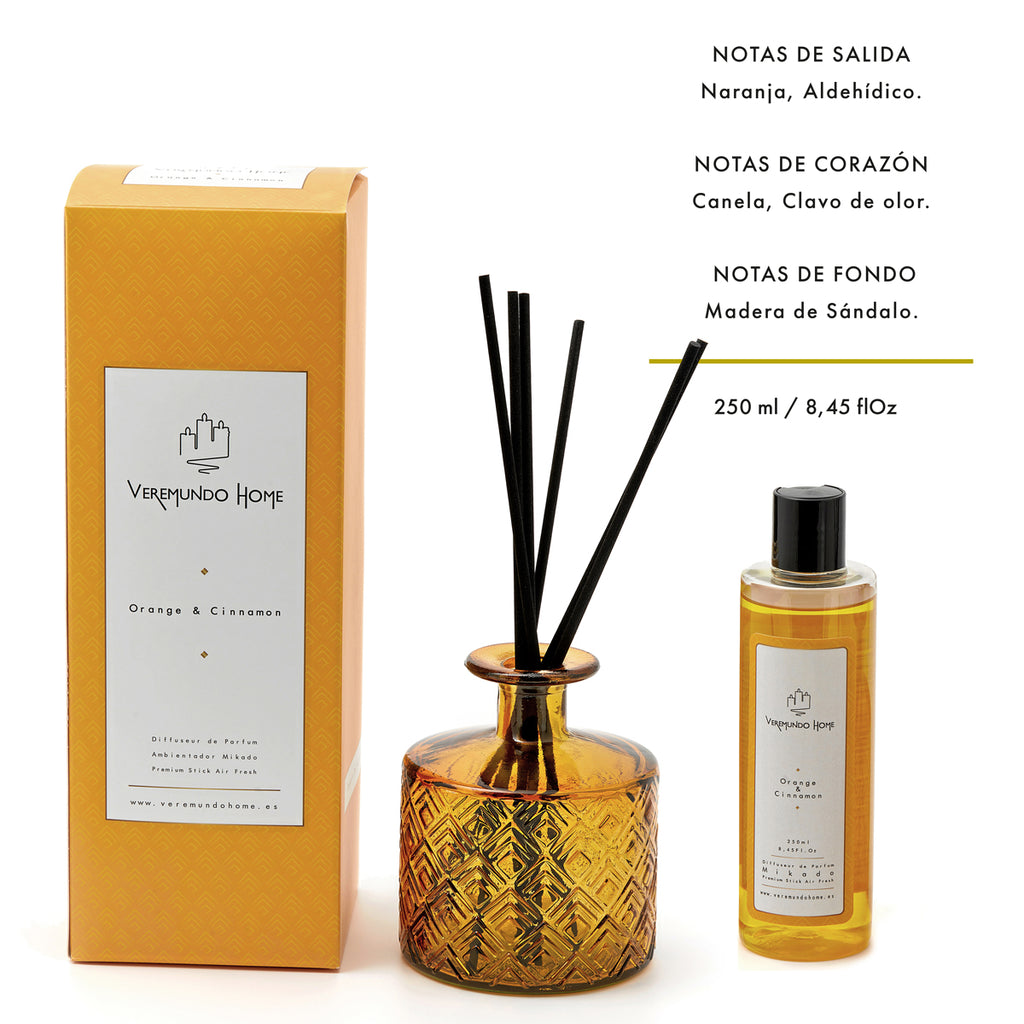 Veremundo Home - ORGANIC - Ambientador varillas ORANGE & CINNAMON