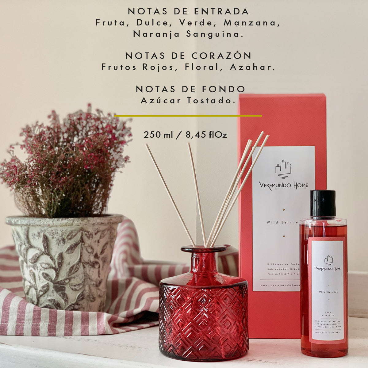 Veremundo Home - ORGANIC - Ambientador varillas WILD BERRIES