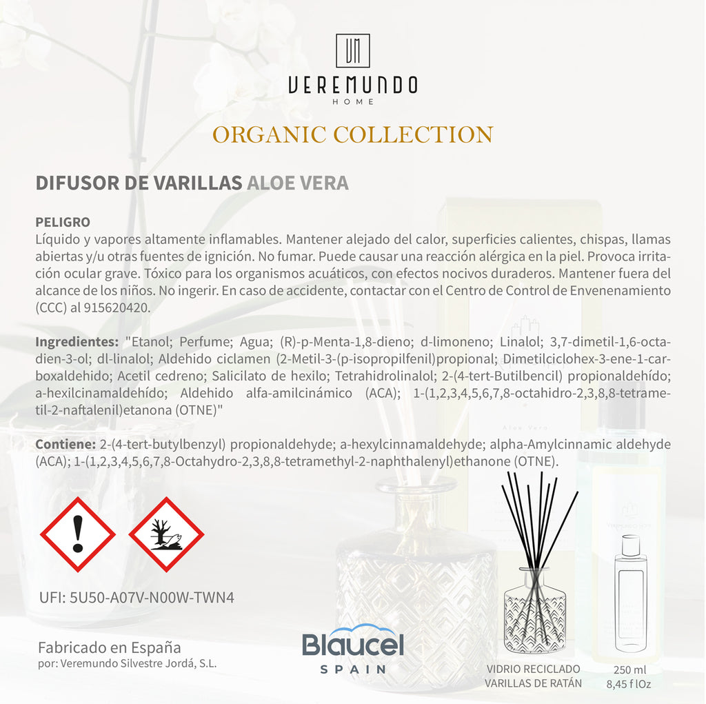 Veremundo Home - ORGANIC - Ambientador varillas ALOE VERA