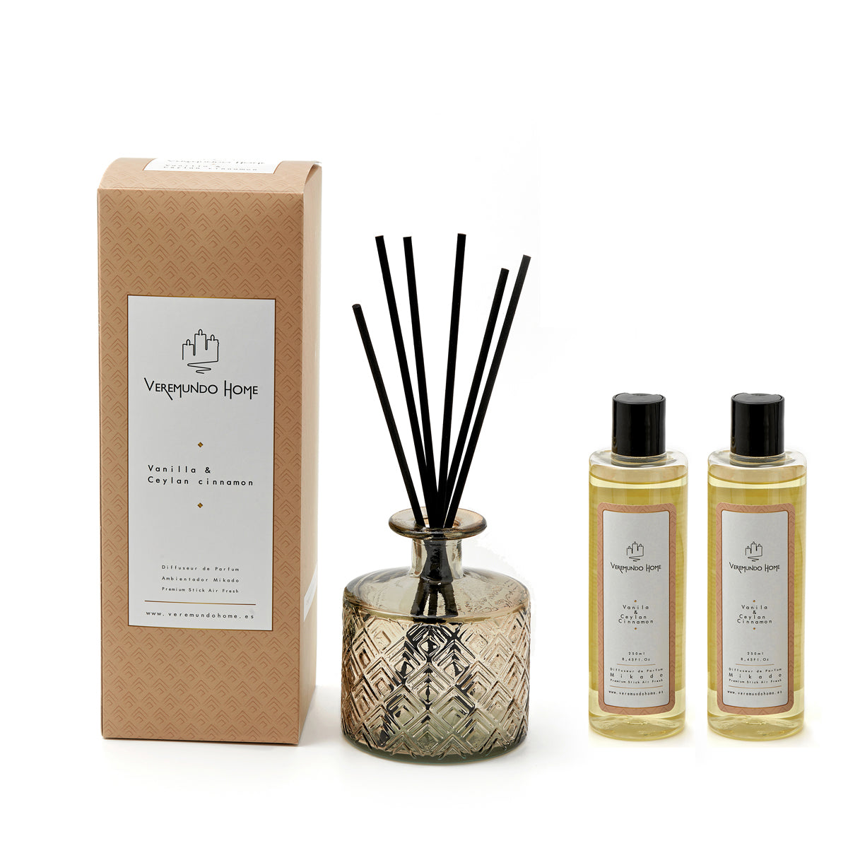 Veremundo Home - ORGANIC - Ambientador varillas VAINILLA & CEYLAN CINNAMON